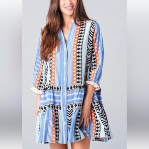 Devotion 100%Cotton Colorful Midi
Geometric Patterned Dress Size Small